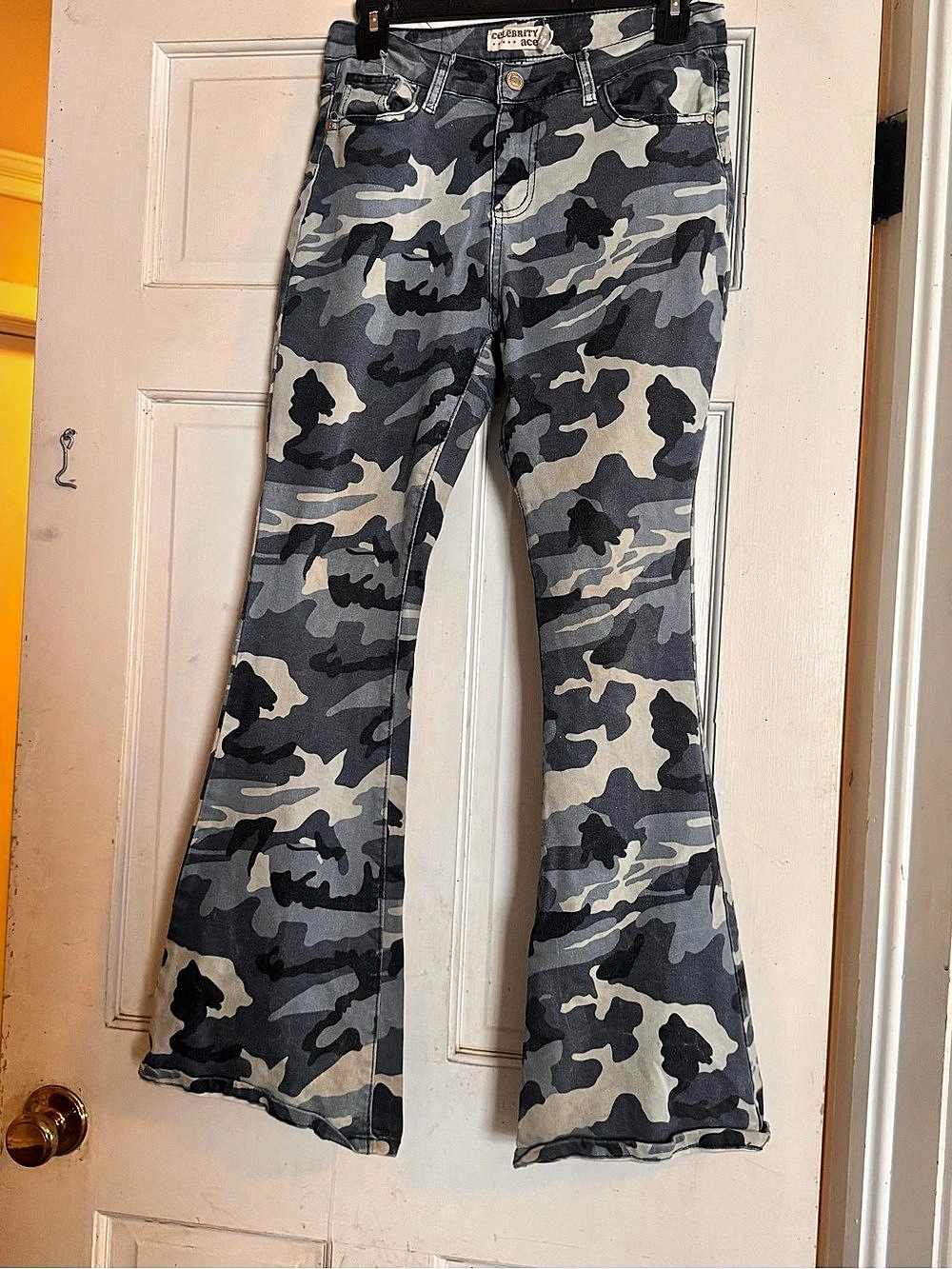 Celebrity Pink Camo Flare Jeans in Gray & Black